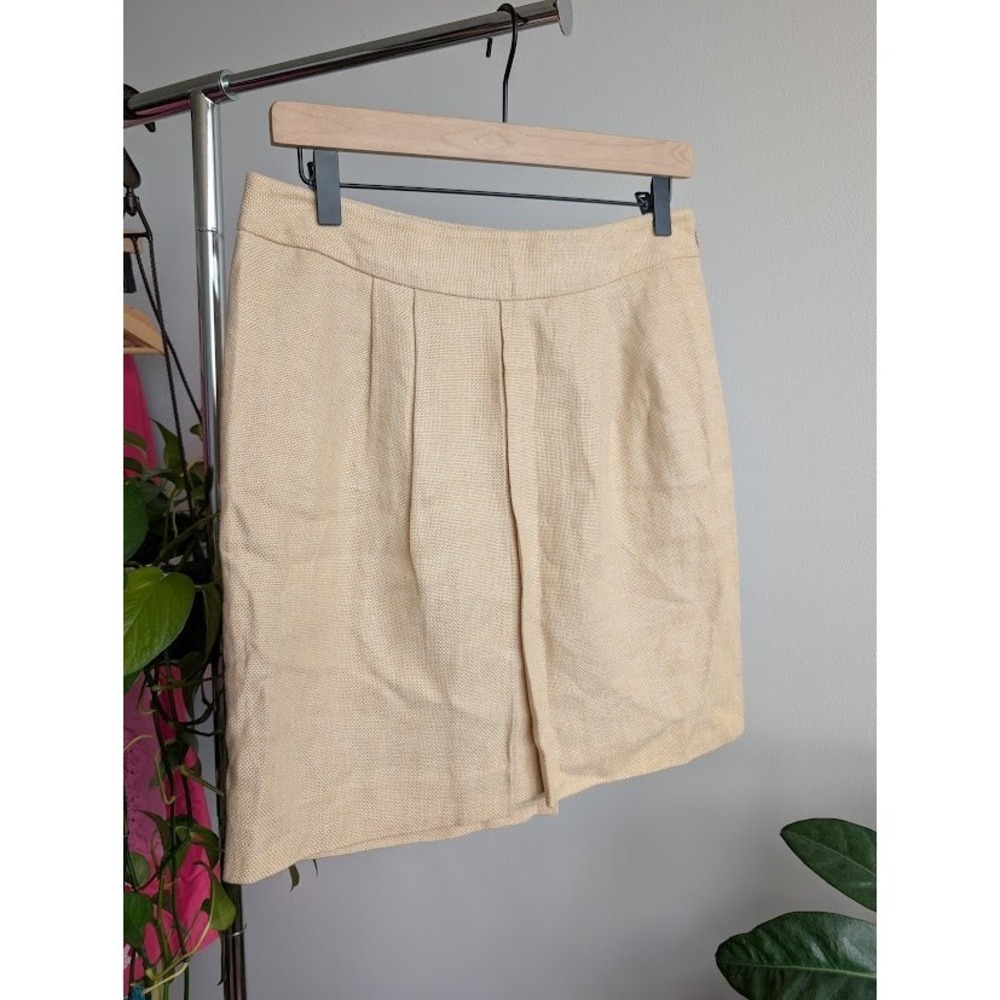 Vintage y2k TOMMY HILFIGER Skirt 4 100% Linen Beige Beach Classic Light preppy S